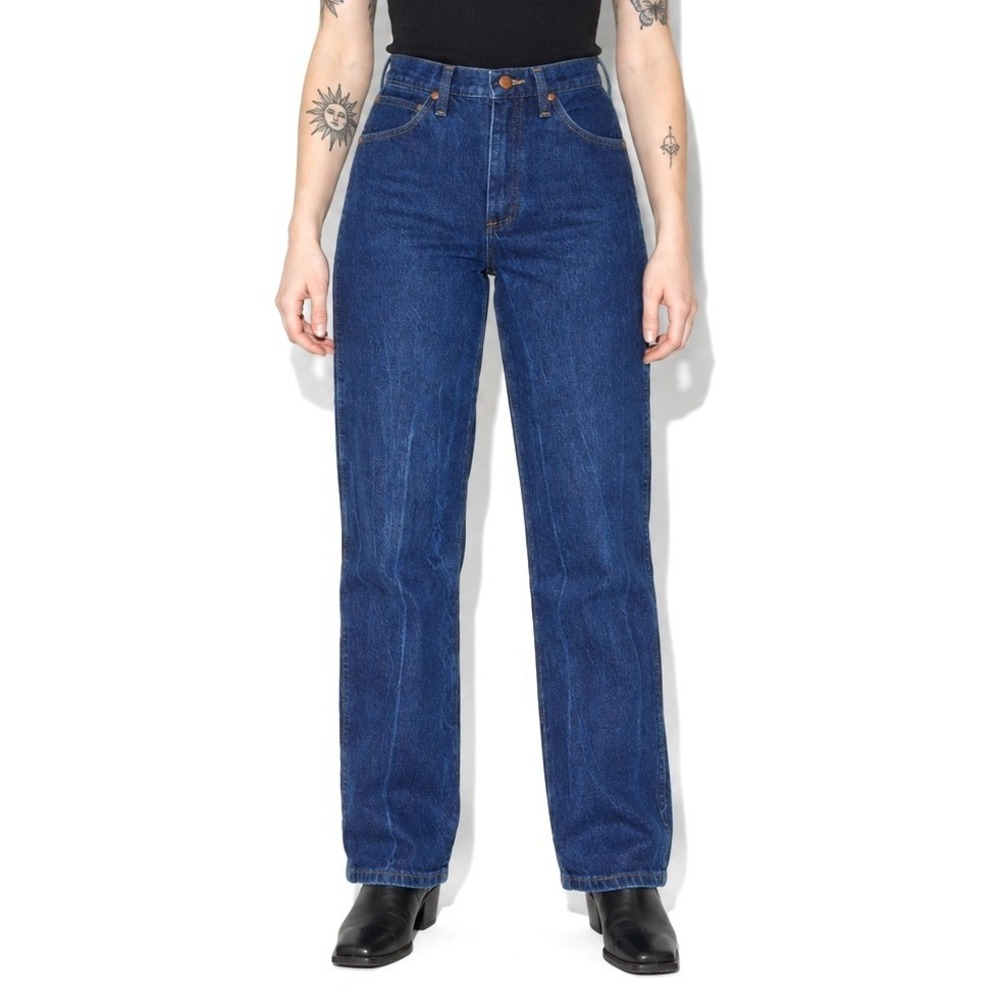 90s Vintage Wrangler Dark Wash Jeans Womens 0 Blue High Rise Straight Cowgirl